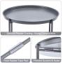 TOOLF End Table, Metal Nightstand, Coffee Round Table, Sofa Side Snack Table with Detachable Tray Top and Fabric Storage Basket, Scandi Style Table for Living Room Bedroom (Dark Grey)