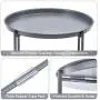 TOOLF End Table, Metal Nightstand, Coffee Round Table, Sofa Side Snack Table with Detachable Tray Top and Fabric Storage Basket, Scandi Style Table for Living Room Bedroom (Dark Grey)