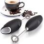 Zulay Original Milk Frother Handheld Foam Maker for Lattes - Whisk Drink Mixer for Coffee, Mini Foamer for Cappuccino, Frappe, Matcha, Hot Chocolate by Milk Boss (Black)