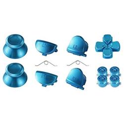 TOMSIN Metal Buttons for PS4 Controller Gen 1, Aluminum Metal Thumbsticks Analog Grip & Bullet Buttons & D-pad & L1 L2 R1 R2 Triggers for DualShock 4 Controller (Blue)