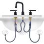 WOWOW Two Handles Widespread 8 inch Bathroom Faucet Black 3 Pieces Basin Faucets 360 Degree Swivel Spout Lavatory Sink Faucet