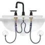 WOWOW Two Handles Widespread 8 inch Bathroom Faucet Black 3 Pieces Basin Faucets 360 Degree Swivel Spout Lavatory Sink Faucet