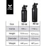 Vmini Water Bottle with Straw, Wide Sturdy Straw Lid with Dust Proof Cap, Wide Mouth Vacuum Insulated Stainless Steel Water Bottle, 32/40 oz