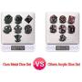 SIQUK Metal Polyhedral Dice Shiny Black Body and Dark Green Numbers Zinc Alloy Dice with Metal Case