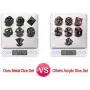 SIQUK Metal Polyhedral Dice Shiny Black Body and Dark Green Numbers Zinc Alloy Dice with Metal Case