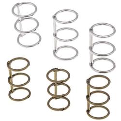 Prettyia 6 Pieces A5 A6 Metal Loose Leaf Binder Rings 3-Ring, Silver & Bronze