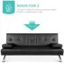 Best Choice Products Faux Leather Upholstered Modern Convertible Folding Futon Sofa Bed for Compact Living Space, Apartment, Dorm, Bonus Room w/Removable Armrests, Metal Legs, 2 Cupholders - Black Best Choice Products Faux Leather Upholstered Modern Convertible Folding Futon Sofa Bed for Compact Living Space, Apartment, Dorm, Bonus Room w/Removable Armrests, Metal Legs, 2 Cupholders - Black
