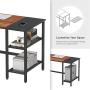 CubiCubi L Shape Computer Desk with Storage Shelf Study Writing Table for Home Office, Modern Simple Style PC Desk, Black Metal Frame, Espresso