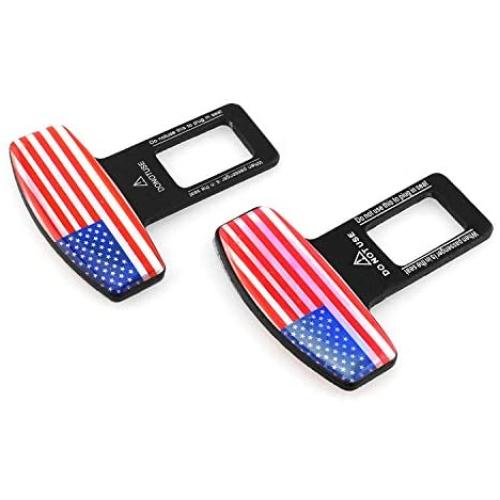DGZZI Car Seat Belt Clip 2PCS Vehicle Mounted Car Safety Seat Belt Buckles With National Flag Car Metal Seat Belt Plug