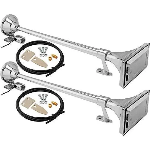 Vixen Horns Train Horn for Boat/Truck/Car. Air Horn Waterproof Chrome Plated Dual Trumpet (Large) + Cover. Super Loud dB. Marine Grade Finish. Fits 12v Vehicles Like Semi/Pickup/Jeep/SUV VXH1167CX2 Vixen Horns Train Horn for Boat/Truck/Car. Air Horn Waterproof Chrome Plated Dual Trumpet (Large) + Cover. Super Loud dB. Marine Grade Finish. Fits 12v Vehicles Like Semi/Pickup/Jeep/SUV VXH1167CX2