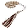 White Onyx with Brown Patterns Gemstone, Handmade Greek Worry Beads or Komboloi, Alpaca Metal Parts on a Pure Silk Cord & Tassel