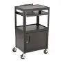 Norwood Commercial Furniture Adjustable Height Metal AV Cart with Cabinet, Electric Power & Sliding Tray, NOR-GNO1010-PK-SO Norwood Commercial Furniture Adjustable Height Metal AV Cart with Cabinet, Electric Power & Sliding Tray, NOR-GNO1010-PK-SO