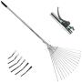RKY Metal Telescopic Rake - Garden Leaf Rake with Adjustable Folding Head - Retractable Garden Leaves Rake Clean for Eazy & Quick Up of Lawn and Yard