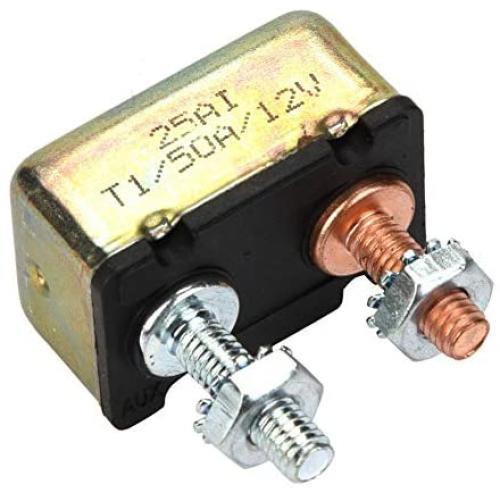 Terisass Car Circuit Breaker 12V Intelligent Power Off Automatic Fuse Reset Circuit Breaker with Metal Cover 10A 15A 20A 25A 30A 40A 50A Optional Universal(50A)