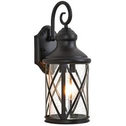 Outdoor Indoor Wall Lantern, Wall Lamp Fixture UL List with E26 Base Led Bulb, Horisun 1-Light Exterior Wall Sconce Light Fixture Wall Mount Anti-Rust Matte Black for Doorway, Garage, Porch