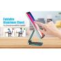 Foldable Phone Stand 2 Pack, Angle Height Adjustable Cell Phone Desk Holder, Portable Metal Aluminum, Mobile Phone Holder Cradle Dock with Non-Slip Base for iPhone, All Android Smartphone- Black