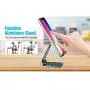 Foldable Phone Stand 2 Pack, Angle Height Adjustable Cell Phone Desk Holder, Portable Metal Aluminum, Mobile Phone Holder Cradle Dock with Non-Slip Base for iPhone, All Android Smartphone- Black