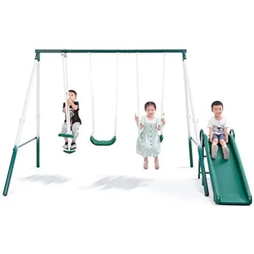 MaxKare Metal Swing Set for Backyard with Slides Baby Medium and Large Playground Swing Set Suitable for Kids Toddlers Porch Backyard 2 in 1 Game Set Outdoor and Indoor MaxKare Metal Swing Set for Backyard with Slides Baby Medium and Large Playground Swing Set Suitable for Kids Toddlers Porch Backyard 2 in 1 Game Set Outdoor and Indoor