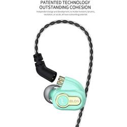 BLON BL05S in Ear Earphone, HiFiHear in Ear Headphone 10mm Carbon Diaphragm Dynamic Drive Bass HiFi DJ in Ear Monitor, in Ear Headphone with Detachable Cable Wired Earphone (Green No Mic)