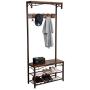 VASAGLE Industrial Coat Rack, 3-in-1 Hall Tree, Entryway Shoe Bench Coat Stand, Storage Shelves Accent Furniture Metal Frame Large Size