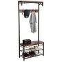 VASAGLE Industrial Coat Rack, 3-in-1 Hall Tree, Entryway Shoe Bench Coat Stand, Storage Shelves Accent Furniture Metal Frame Large Size