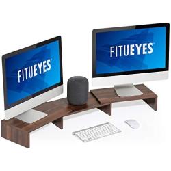 FITUEYES 3 Shelf Monitor Stand Riser with Adjustable Length and Angle Brown DT108002WB