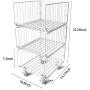 Storage Organizer, Foldable Stackable Storage Bins 3 Tiers Rolling Metal Wire Cart Baskets with 4 Wheels DIY Closet Organizer for Bathroom Bedroom Kitchen Living Room Office