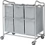 Simple Houseware Heavy-Duty 3-Bag Laundry Sorter Cart, Silver