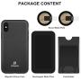 ZOVER iPhone Xs Max Magnetic Case with Detachable Card Holder Support Wireless Charging Car Mount Credit Cards Slot Genuine Leather Case Adhere to Anywhere Reusable Rectangular Metal Plates Black