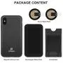 ZOVER iPhone Xs Max Magnetic Case with Detachable Card Holder Support Wireless Charging Car Mount Credit Cards Slot Genuine Leather Case Adhere to Anywhere Reusable Rectangular Metal Plates Black