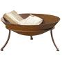 WHW Whole House Worlds 2 Piece Americana Fire Pit Set, Wide Bowl, Raised Tripod Stand, Vintage Style Rusty Finish, Iron, 18 1/2 Diameter x 9 H Inches