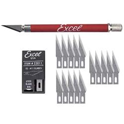 Excel Blades K18 Soft Grip Hobby Knife with 15#11 Craft Knife Replacement Blades - Sharp Hobby Knife - Crafting Supplies - Scrapbook Exacto Knife and Cutting Tool for Precision Cutting - Red