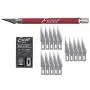 Excel Blades K18 Soft Grip Hobby Knife with 15#11 Craft Knife Replacement Blades - Sharp Hobby Knife - Crafting Supplies - Scrapbook Exacto Knife and Cutting Tool for Precision Cutting - Red