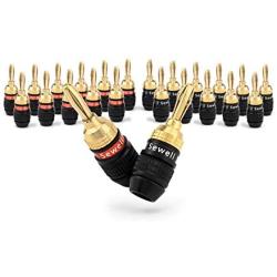 Sewell SW-29863-12 Deadbolt Banana Plugs 12-Pairs by, Gold Plated Speaker Plugs, Quick Connect