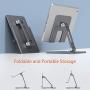 Ipad Stand Aluminum Metal Tablet Holder for Desk Angle Height Adjustable Ipad Holder for IPad Pro 9.7, 10.5, 12.9 Air Mini 4 3 2, Kindle, Nexus,Tablet Stand Gray