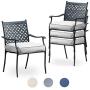 Top Space Metal Dining Chair Indoor Outdoor Use Patio Dinning Chairs Set,Dining Bistro Cafe Side Metal Chairs Set of 4 with Arms and Seat Cushions(4 PC, Grey)
