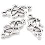 Fashewelry 50Pcs Antique Silver Heart Knot Charm Links Tibetan Double Loops Hollow Heart Pendant Connectors 13x24.5mm for DIY Jewelry Making