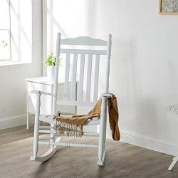 B&Z KD-22W Wooden Rocking chair Porch Rocker White Outdoor Traditional Indoor