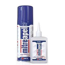 MITREAPEL Super CA Glue (1.75 oz.) with Spray Adhesive Activator (6.75 fl oz.) - Crazy Craft Glue for Wood, Plastic, Metal, Leather, Ceramic - Cyanoacrylate Glue for Crafting and Building (1 Pack)