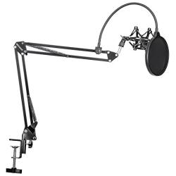 Neewer NW-35 Microphone Suspension Boom Scissor Arm Stand with Mic Clip Holder, Pop Filter and Shock Mount for Streaming, Voice-Over, Recording, Game, Compatible with Blue Yeti Snowball Yeti X,etc