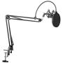 Neewer NW-35 Microphone Suspension Boom Scissor Arm Stand with Mic Clip Holder, Pop Filter and Shock Mount for Streaming, Voice-Over, Recording, Game, Compatible with Blue Yeti Snowball Yeti X,etc