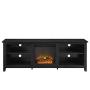 Walker Edison Wren Classic 4 Cubby Fireplace TV Stand for TVs up to 80 Inches, 70 Inch, Black