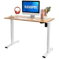 Flexispot Standing Desk Height Adjustable Desk Electric Sit Stand Desk 48 x 24 Inches Home Office Desks (White Frame + Maple Top)