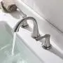 PARLOS Widespread 2 Handles Bathroom Faucet with Metal Pop Up Sink Drain and cUPC Faucet Supply Lines, Brushed Nickel, Demeter 13647 PARLOS Widespread 2 Handles Bathroom Faucet with Metal Pop Up Sink Drain and cUPC Faucet Supply Lines, Brushed Nickel, Demeter 13647