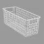 mDesign Narrow Farmhouse Decor Metal Wire Food Storage Organizer Bin Basket with Handles for Kitchen Cabinets, Pantry, Bathroom, Laundry Room, Closets, Garage - 16'' x 6'' x 6'' - 2 Pack - Matte White