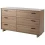 South Shore Fynn 6-Drawer Double Dresser, Rustic Oak with Metal Handles