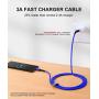 USB-C Cable 3A Fast Charging, JSAUX 3-Pack (10ft+6.6ft+3.3ft)USB A to Type C Charge Nylon Braided Cord Compatible with Samsung Galaxy S20 S10 S9 S8 Plus Note 10 9 8,PS5 Controller,USB C Charger(Blue)