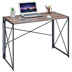 Writing Computer Desk Modern Simple Study Desk Industrial Style Folding Laptop Table for Home Office Notebook Desk, Vintage Walnut