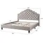 HomeLife Premiere Classics 51'' Tall Platform Bed with Cloth Headboard and Slats - Queen (Light Grey Silver)
