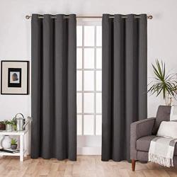 Exclusive Home Curtains Sateen Twill Woven Blackout Grommet Top Curtain Panel Pair, 52x84, Charcoal, 2 Count